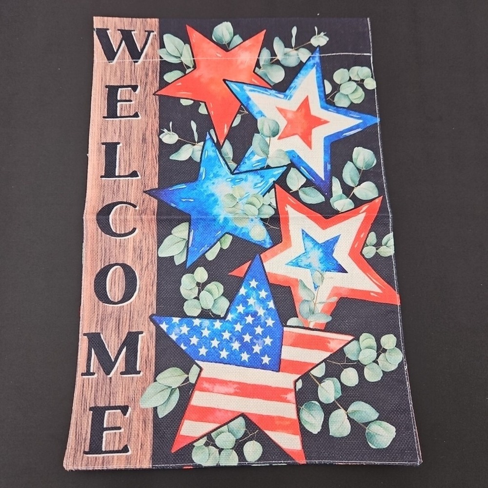 Americana 4th of July Patriotic Welcome Garden Flag 12x18 Inch Double Sided